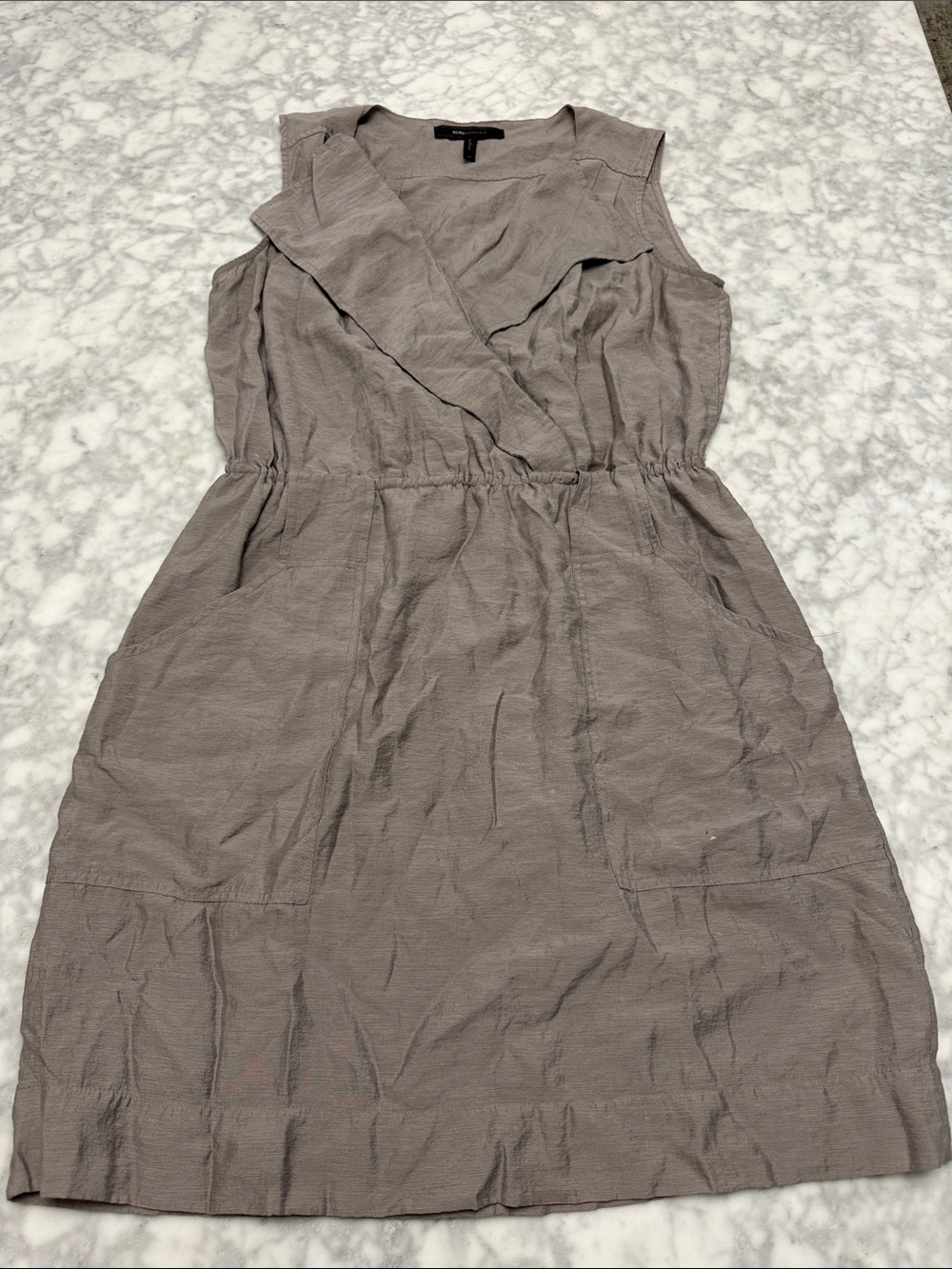 BCBGMaxAzria Sleeveless Midi Dress in Taupe